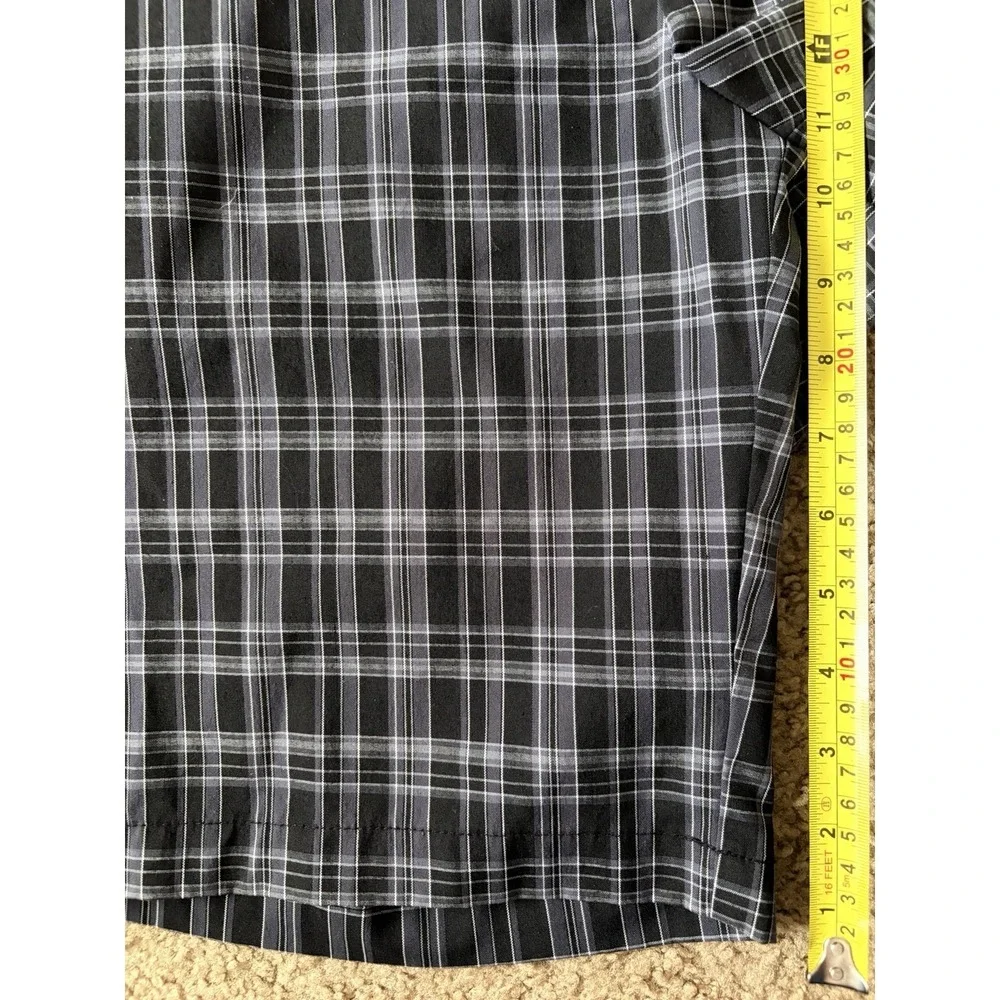 Adidas Golf Shorts Black Gray Plaid Embroidered Logo Men's Size 32 JBHS